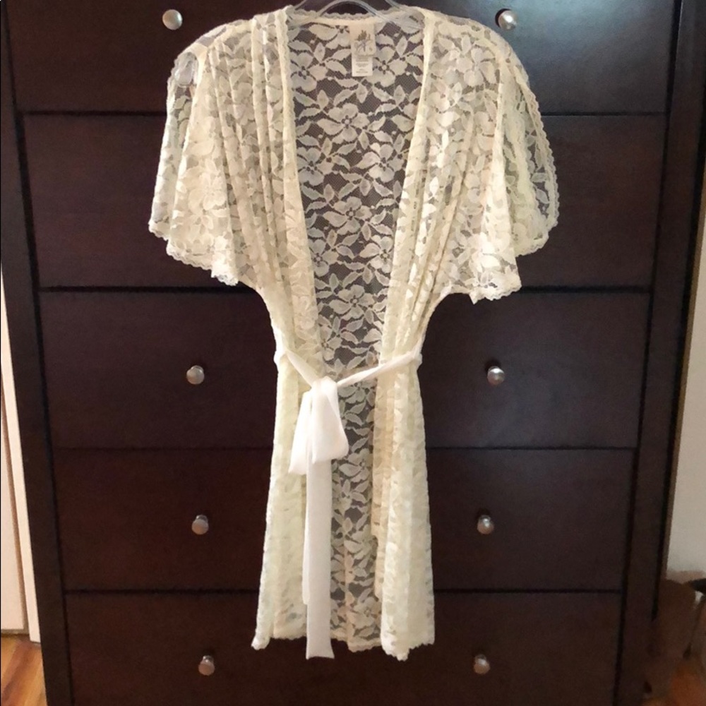 Ivory lace robe